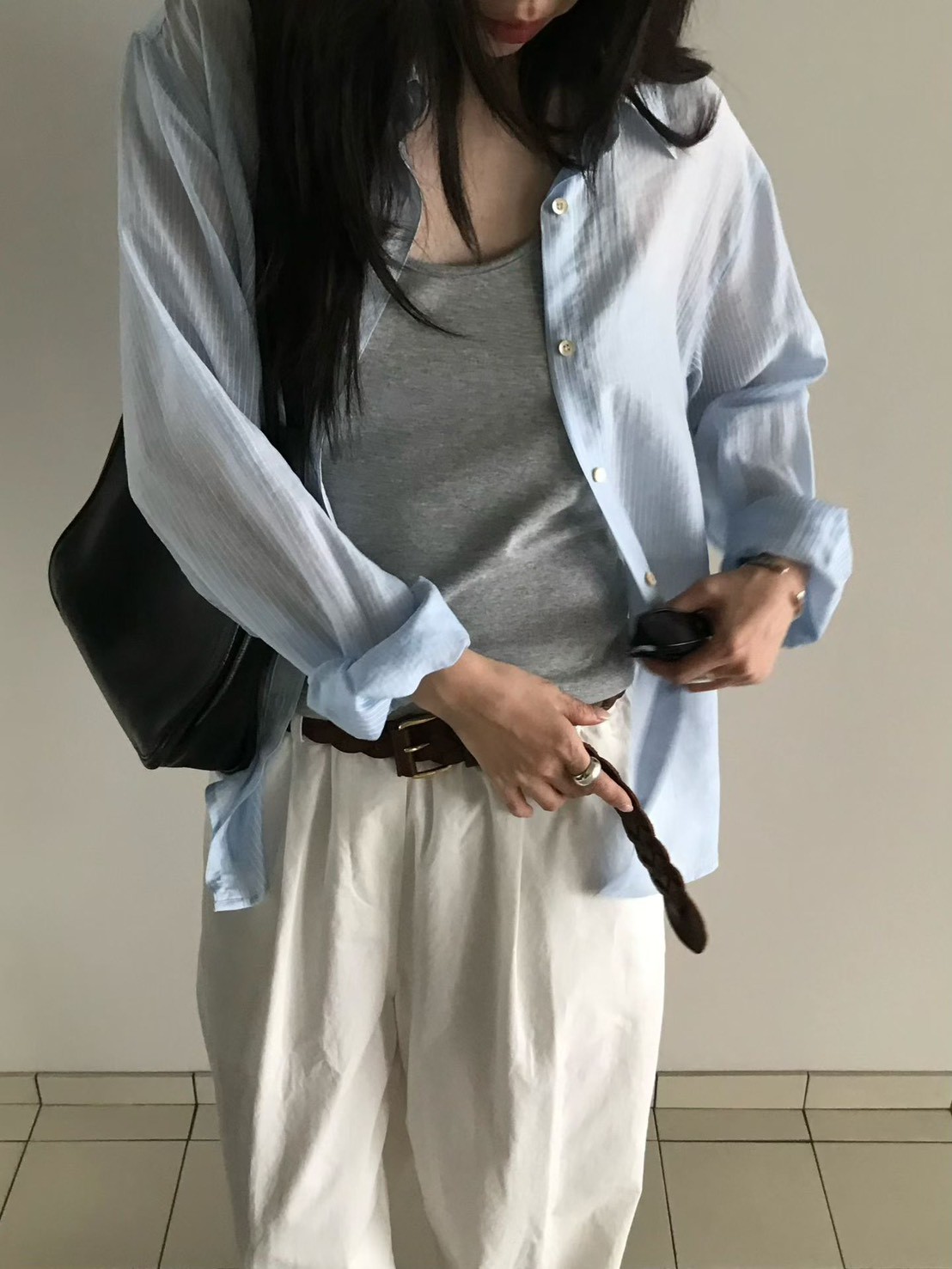 B106.小V家清爽直條紋襯衫