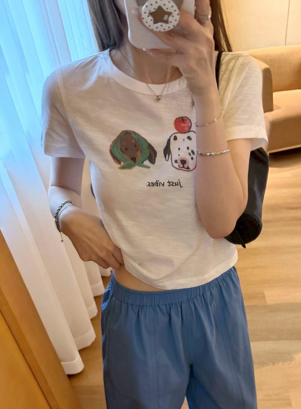 A13.可愛短版頭巾蘋狗tee