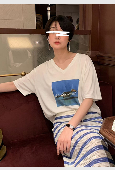 B95.渡假明信片印花TEE