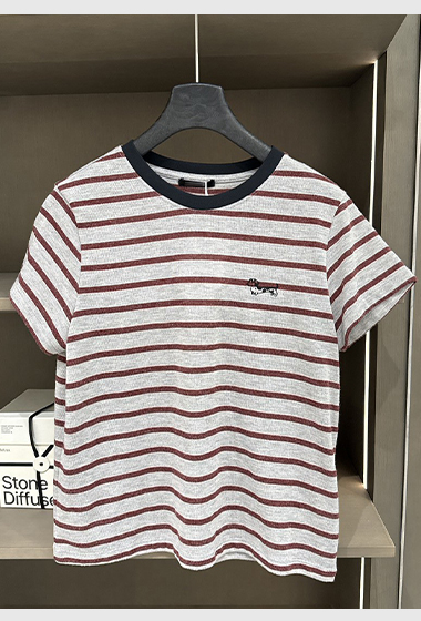 B78.復古小臘腸條紋TEE