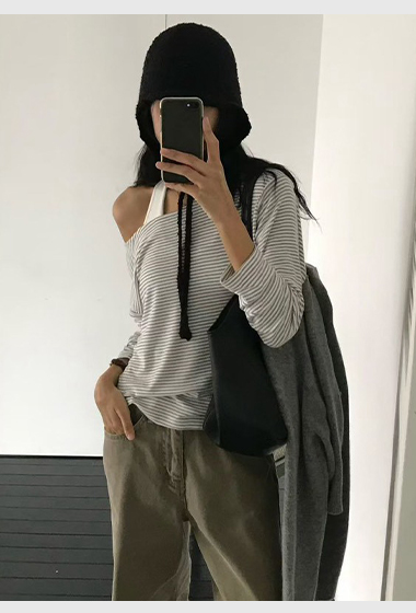 B89.小V家微醺細條紋長袖