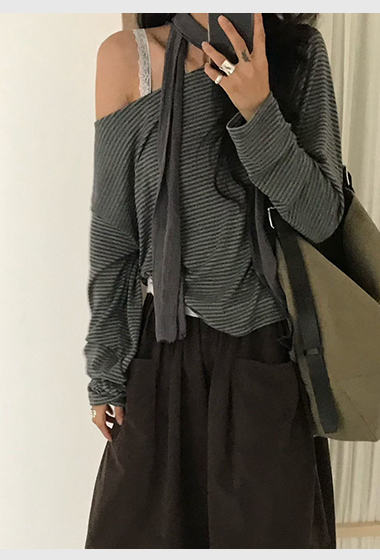 B89.小V家微醺細條紋長袖