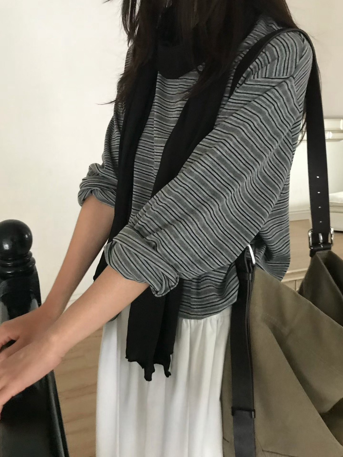 A01.小V家復古時光條紋TEE