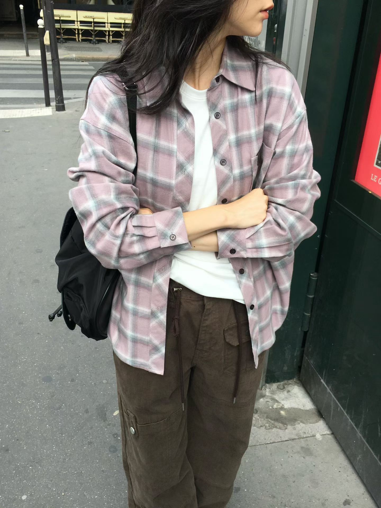 A13.櫥窗家溫柔絨面格紋襯衫