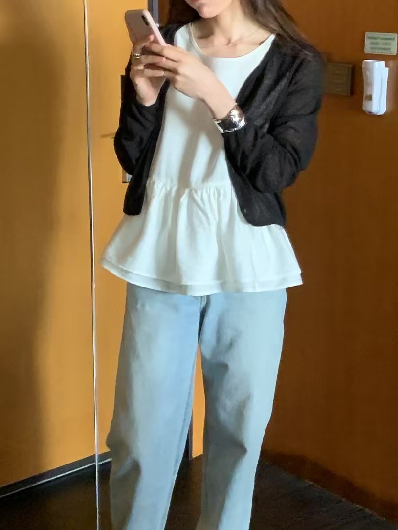 清爽家甜美抽皺蛋糕背心
