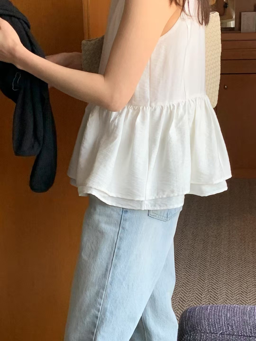清爽家甜美抽皺蛋糕背心