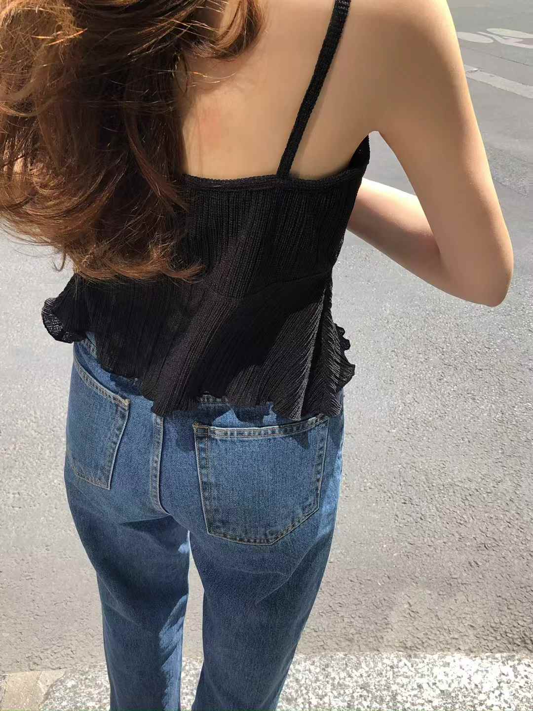 A22.顏值家直坑條細肩小背心