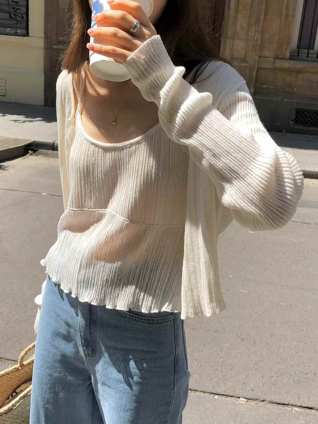A22.顏值家直坑條細肩小背心