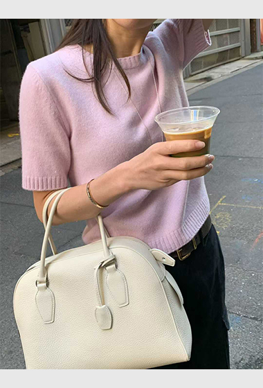 B39.清爽家多彩短袖坑條滾邊毛衣