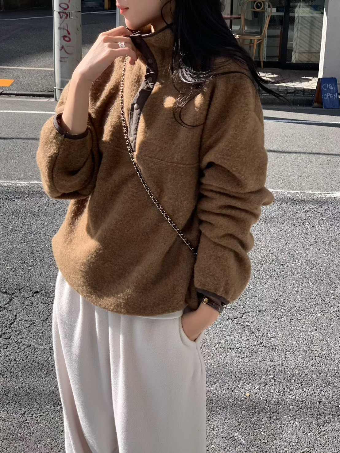 A16.小V家BOY羊毛混紡立領上衣