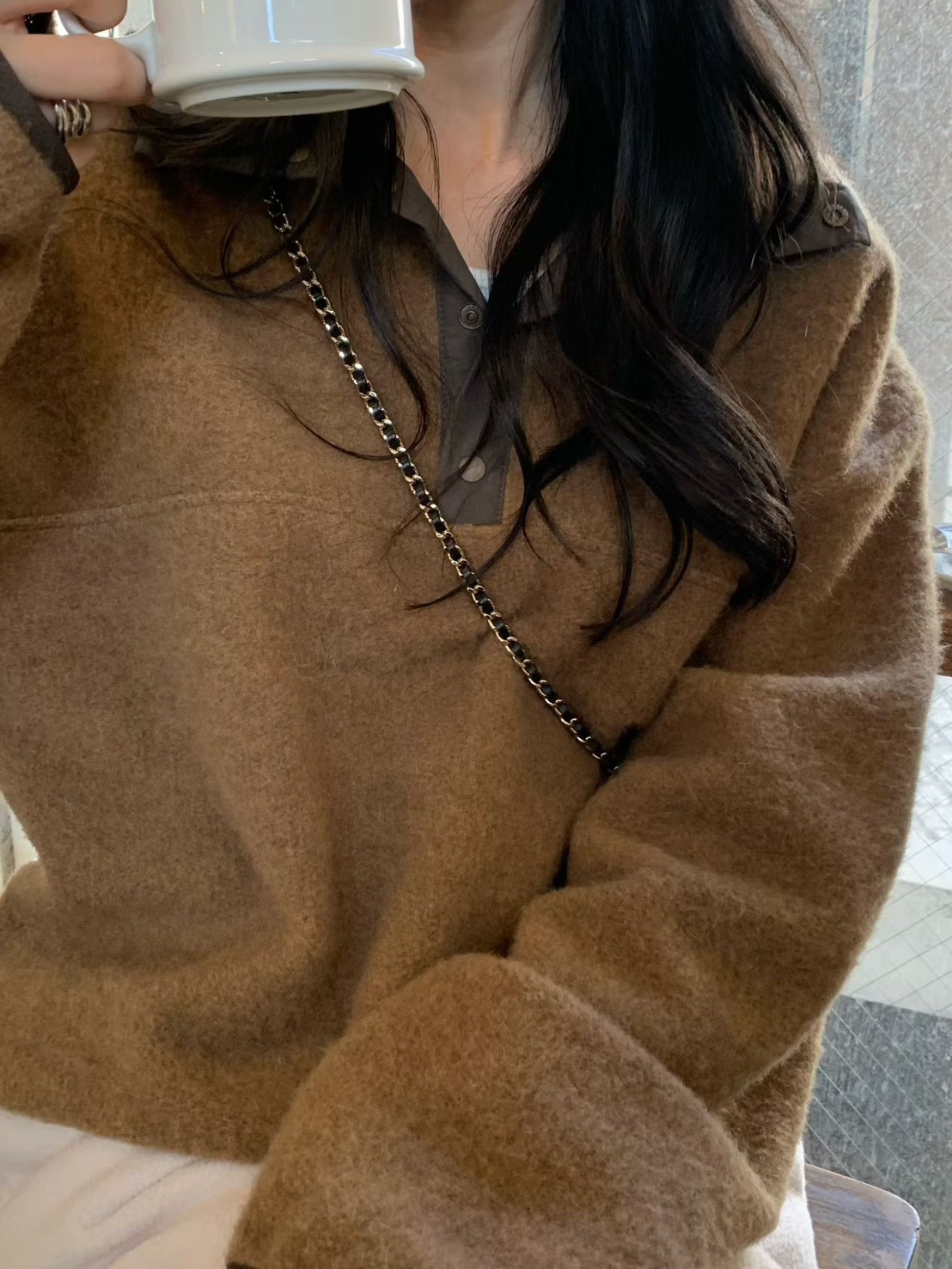 A16.小V家BOY羊毛混紡立領上衣