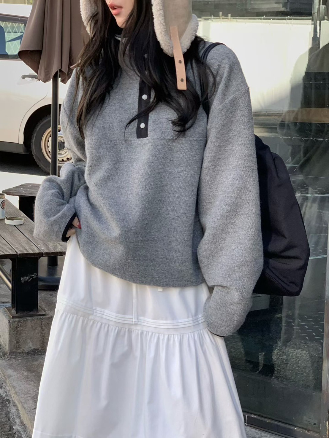 A16.小V家BOY羊毛混紡立領上衣