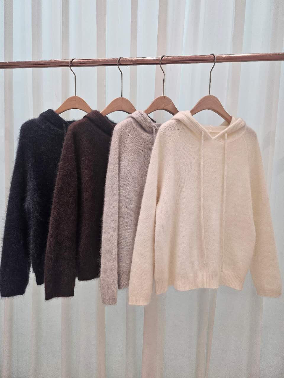 A100.星星家溫暖浣熊混紡連帽毛衣