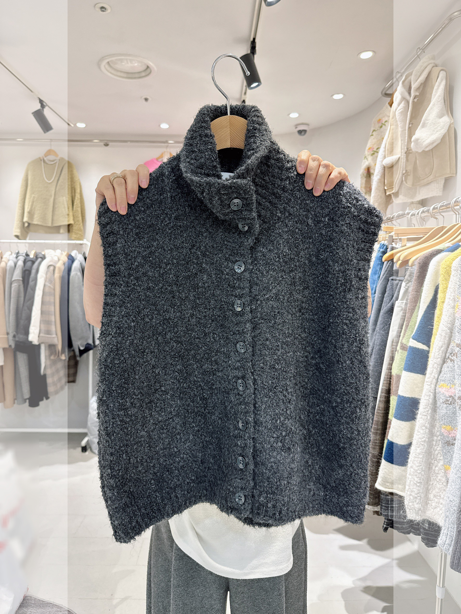 A18.溫暖高領排釦針織背心