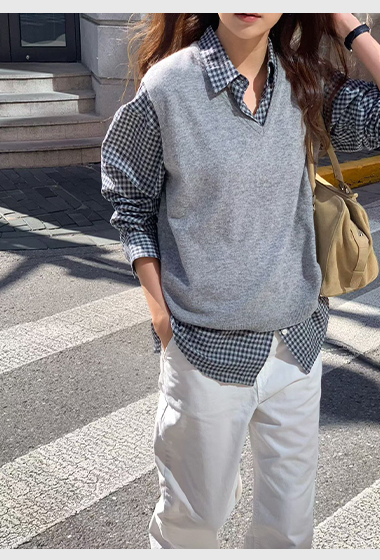 A09.大V家百搭V領針織背心