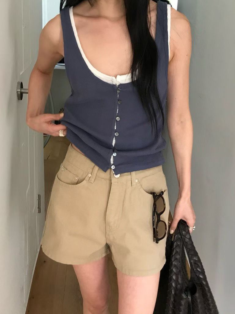 B83.小V家好搭配針織釦背心