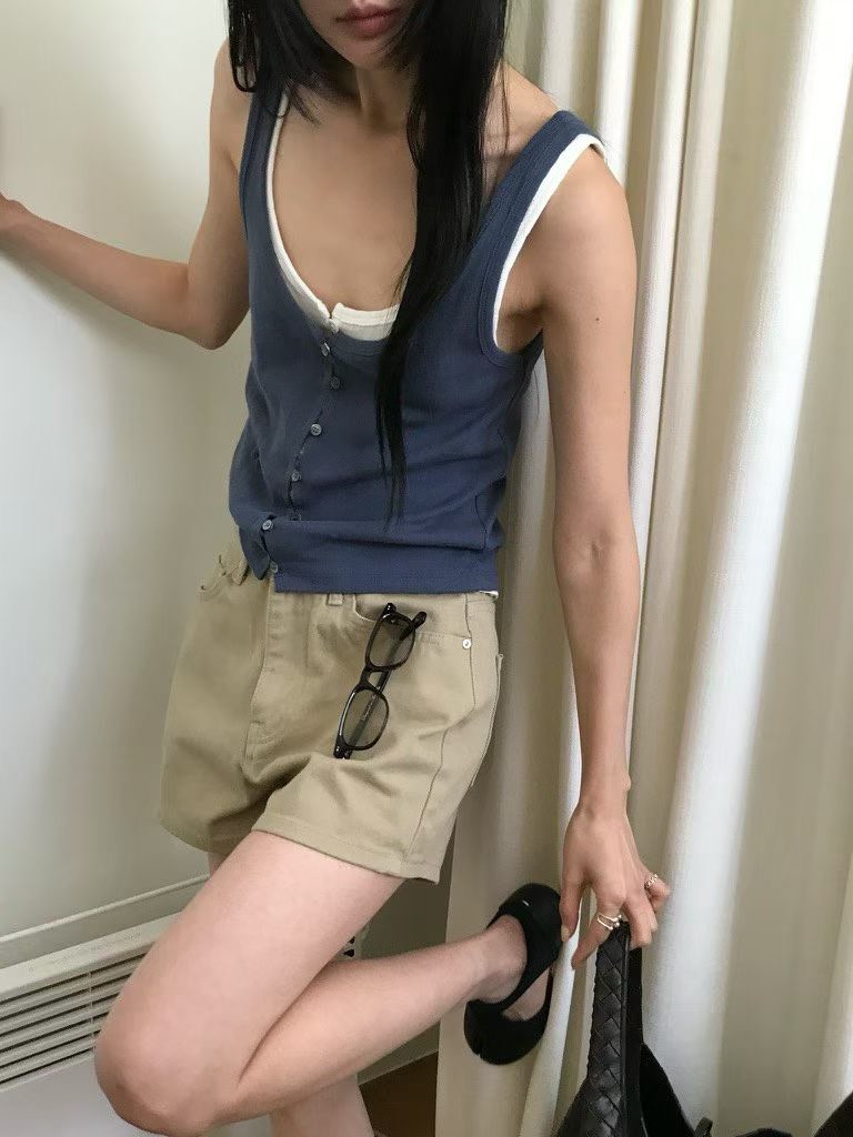 B83.小V家好搭配針織釦背心