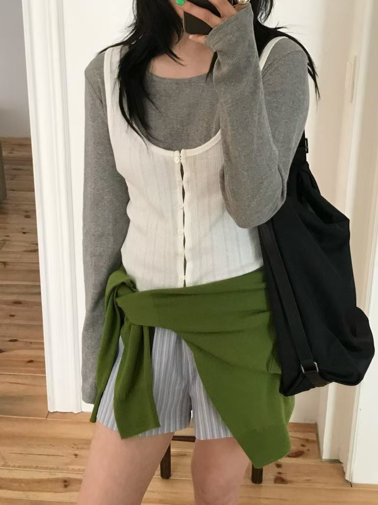 B83.小V家好搭配針織釦背心