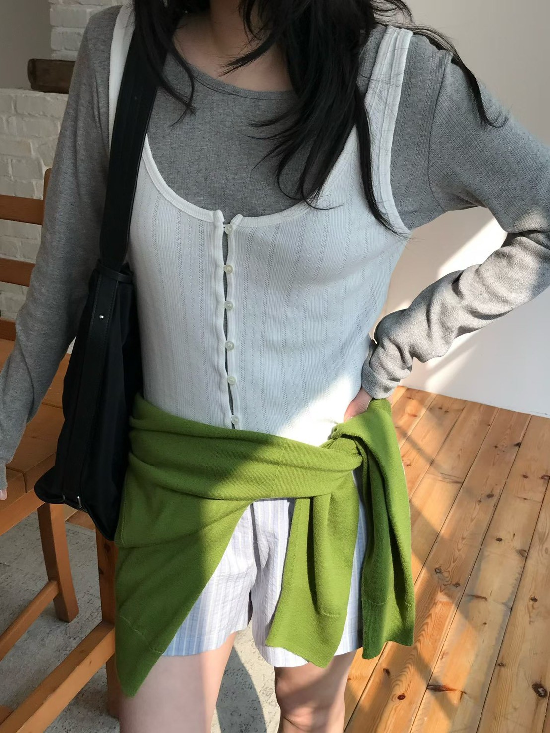 B83.小V家好搭配針織釦背心