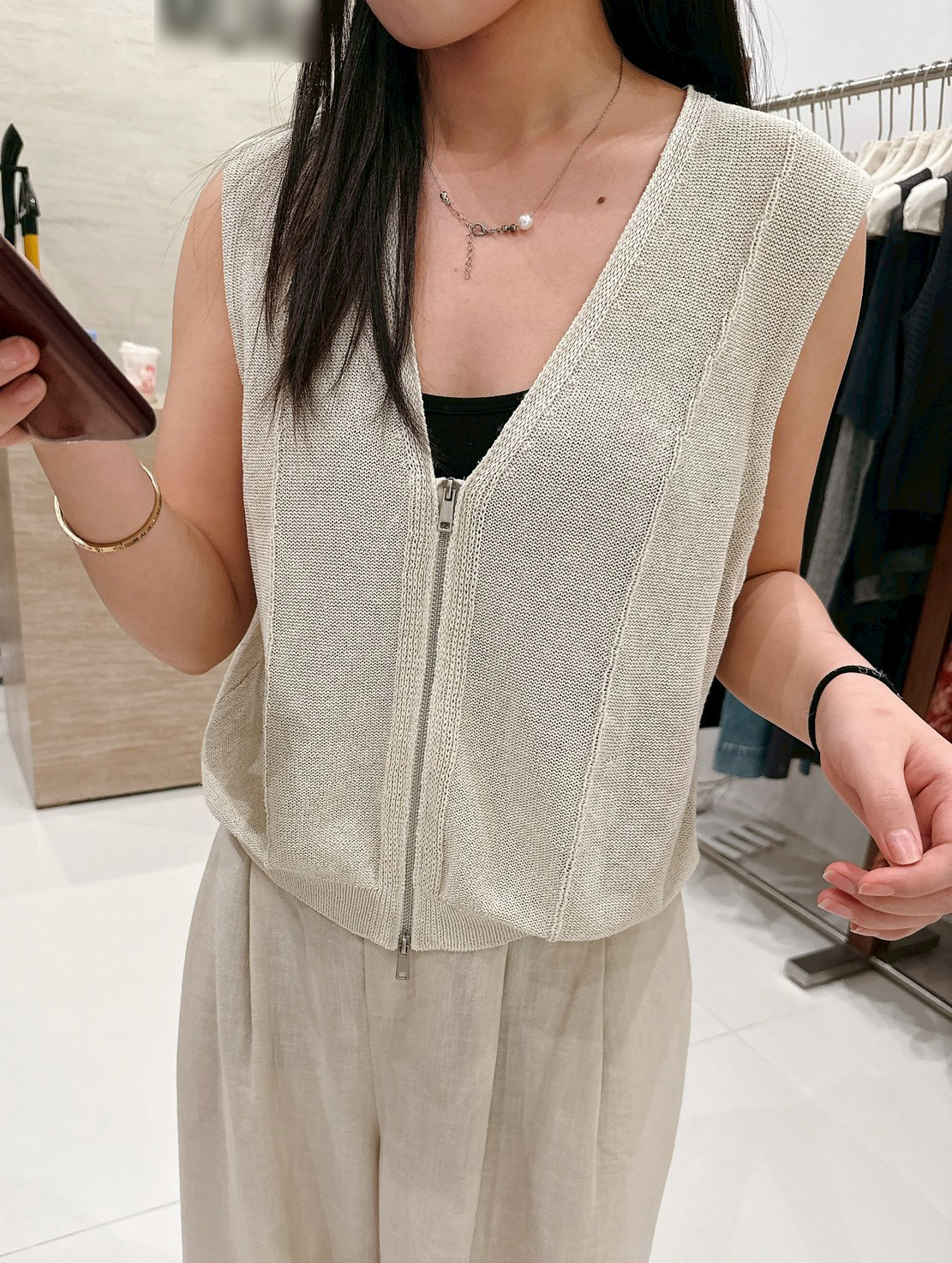 B16.初夏拉鍊薄針織背心