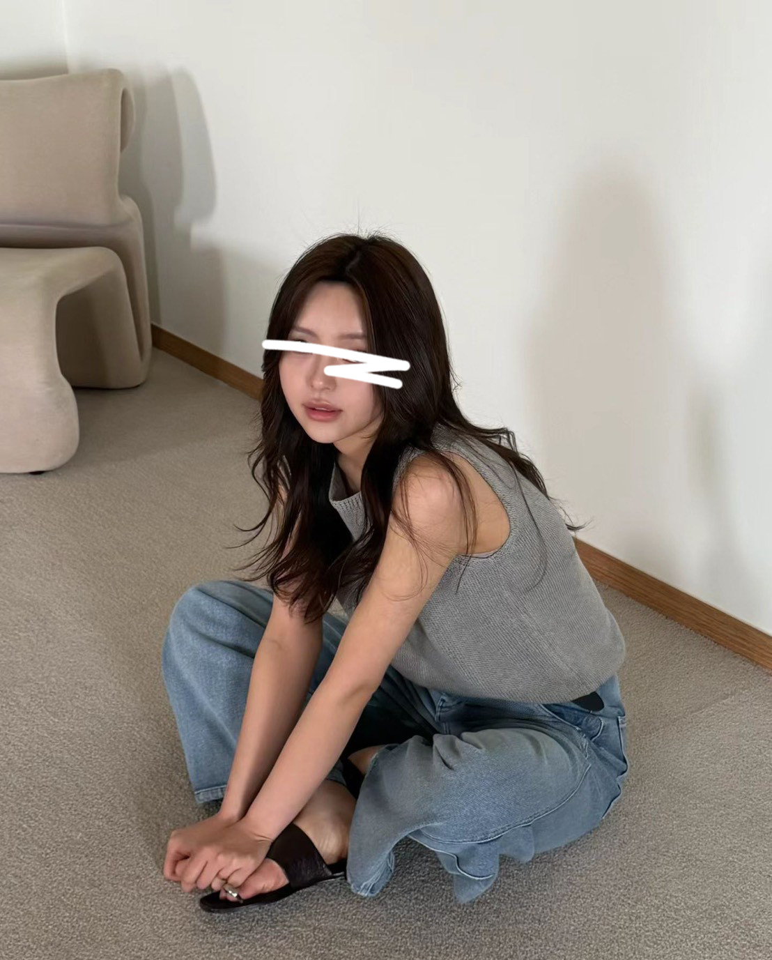 A20.可愛歐膩亞麻混紡針織背心