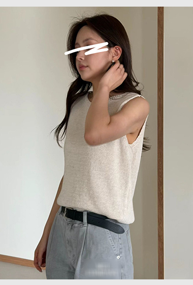 A20.可愛歐膩亞麻混紡針織背心