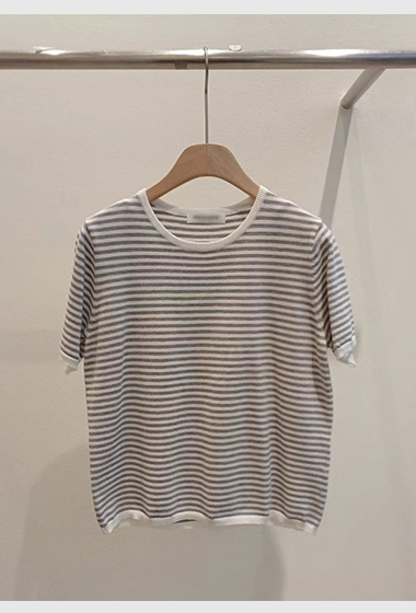 可可家條紋針織短TEE