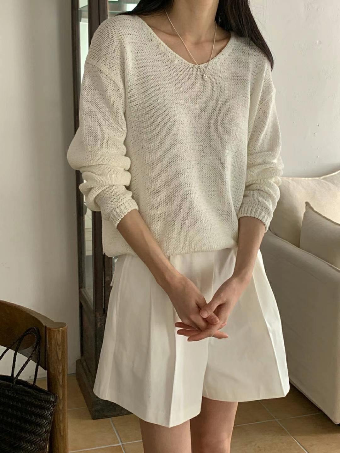 B47.氣質美人V領針織衫