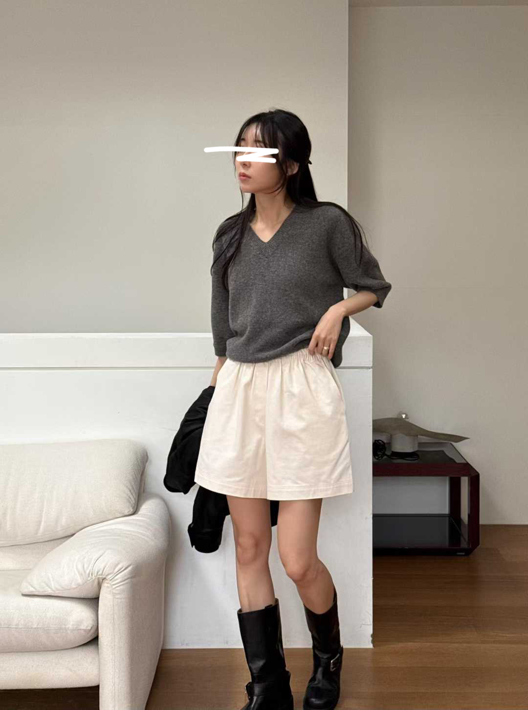 A42.瘦瘦歐膩甜美V領犛牛針織衫