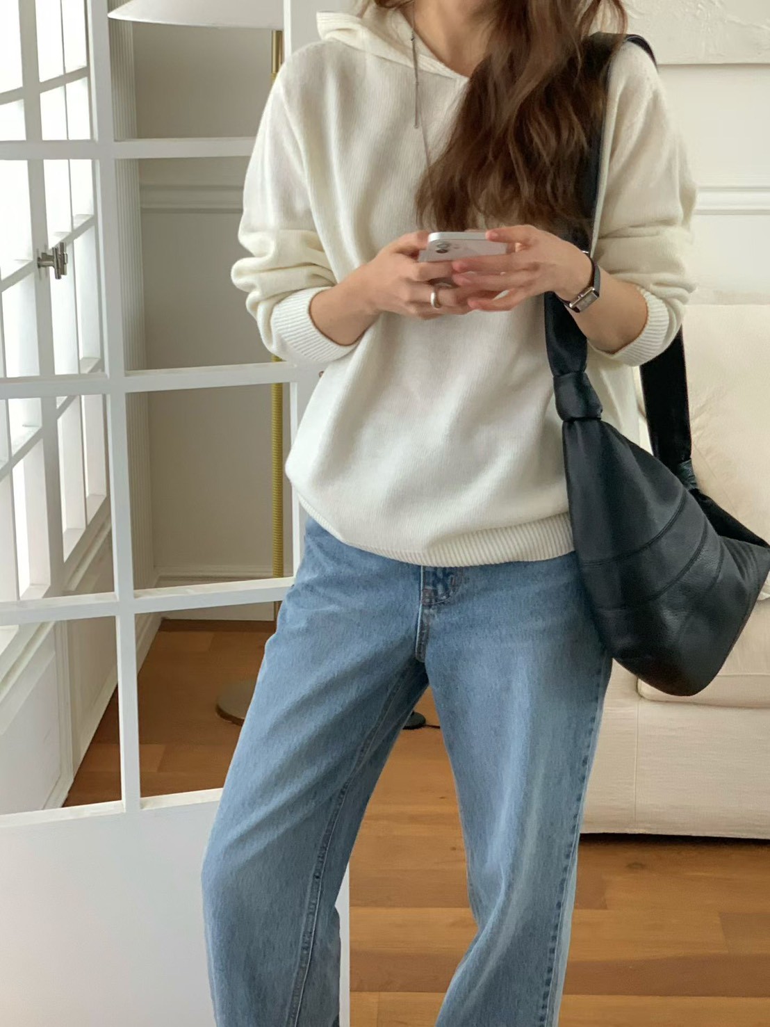 B11.大V家80%WOOL典雅連帽針織上衣