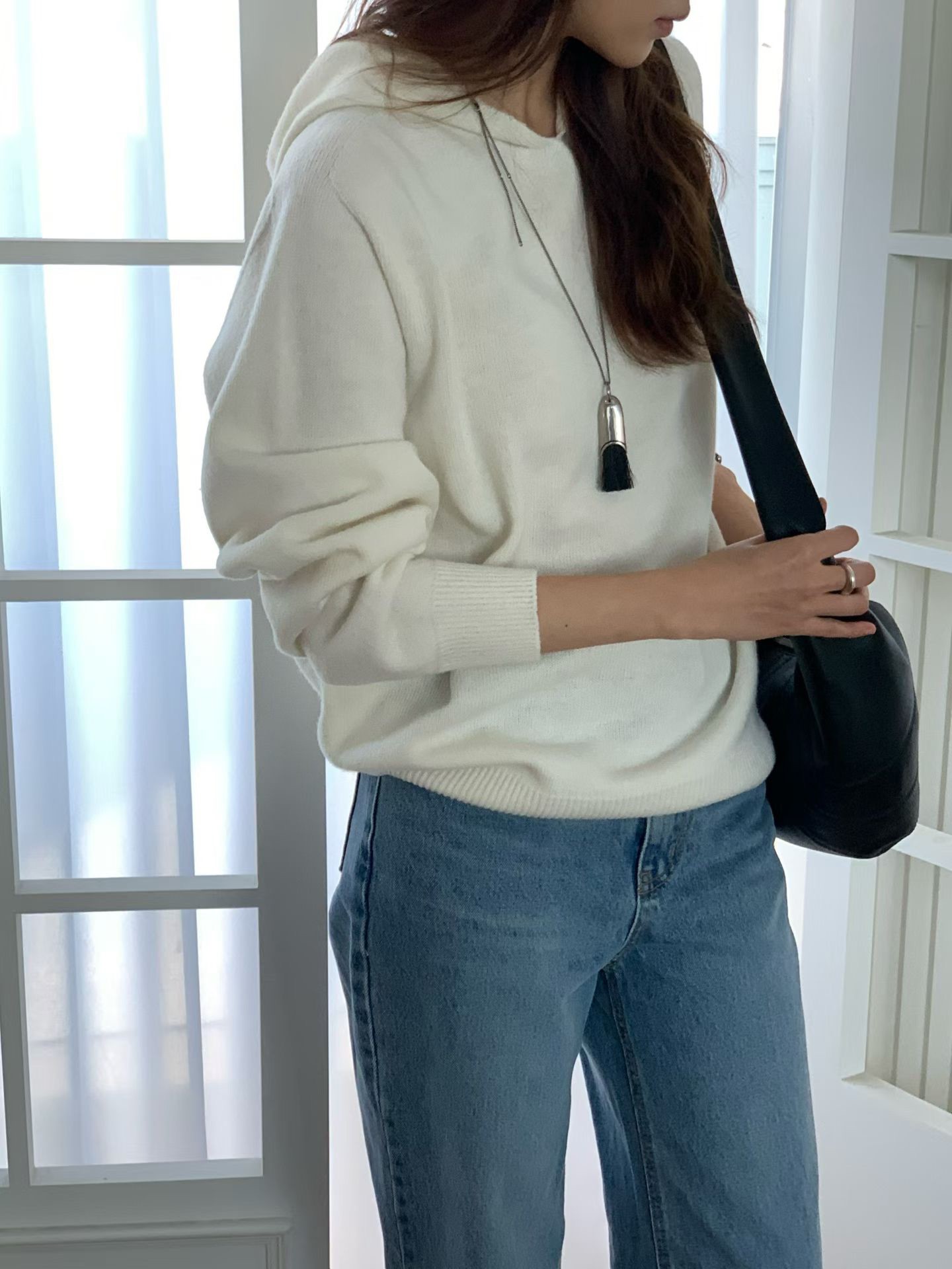 B11.大V家80%WOOL典雅連帽針織上衣