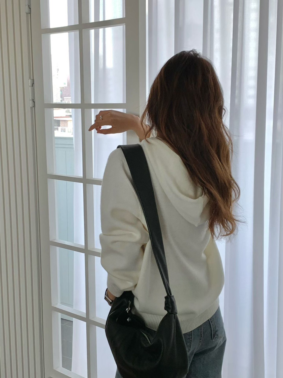 B11.大V家80%WOOL典雅連帽針織上衣