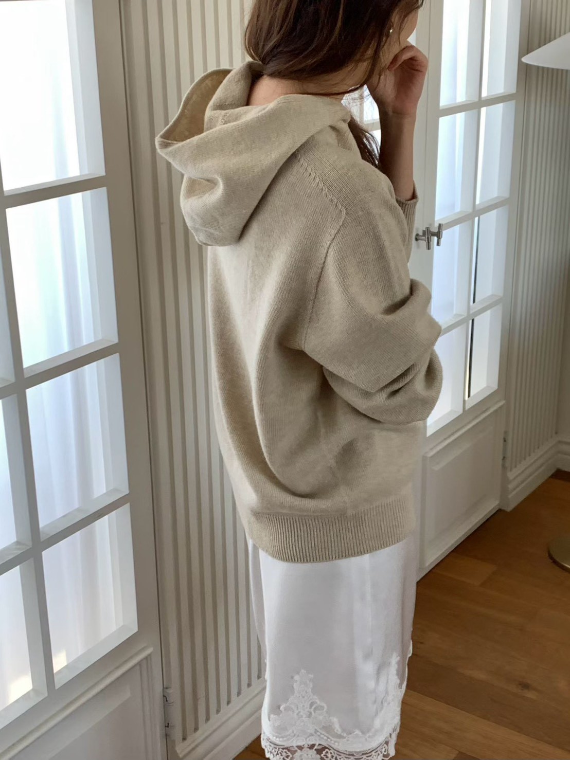 B11.大V家80%WOOL典雅連帽針織上衣