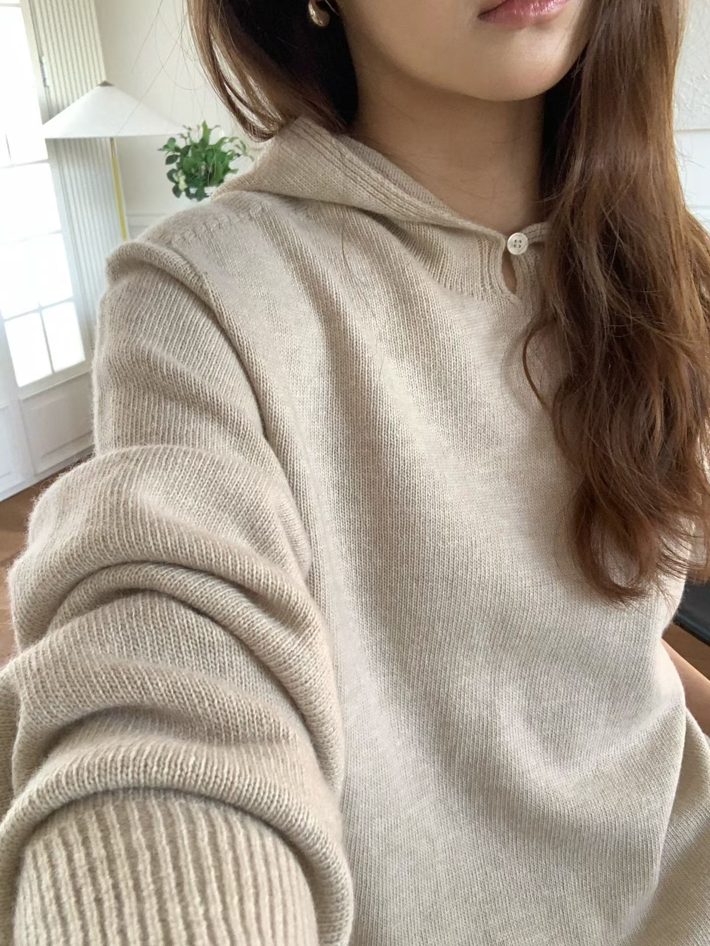 B11.大V家80%WOOL典雅連帽針織上衣