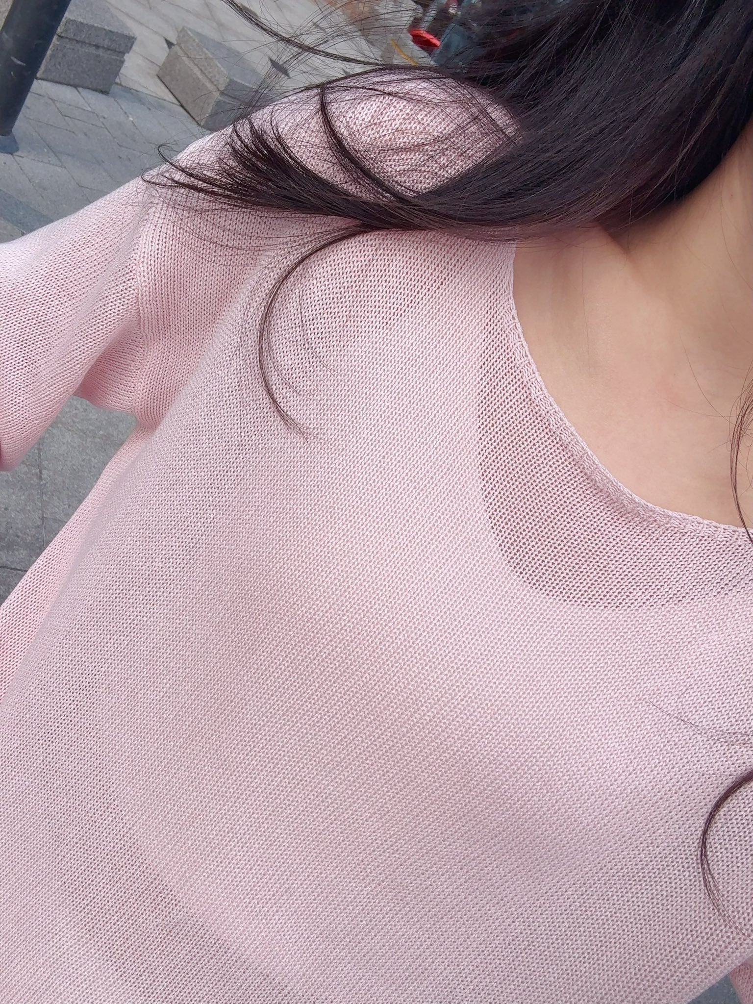 A71.糖果甜色圓領落肩針織上衣