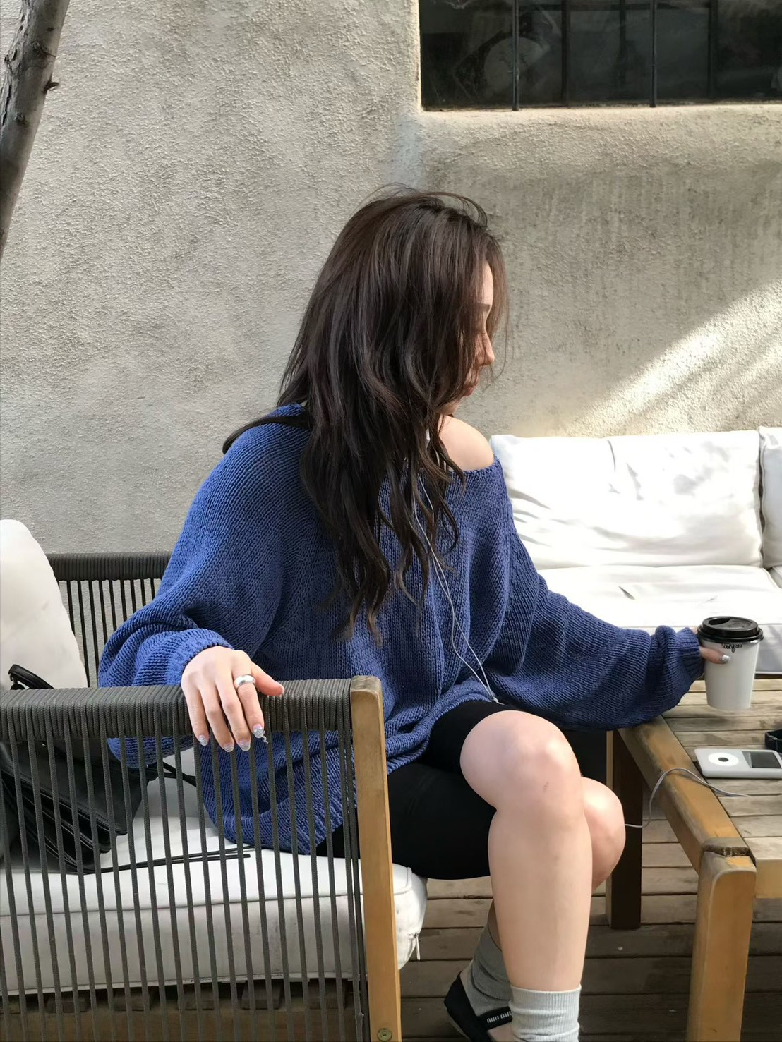 A94.小V家慵懶拉克蘭針織罩衫