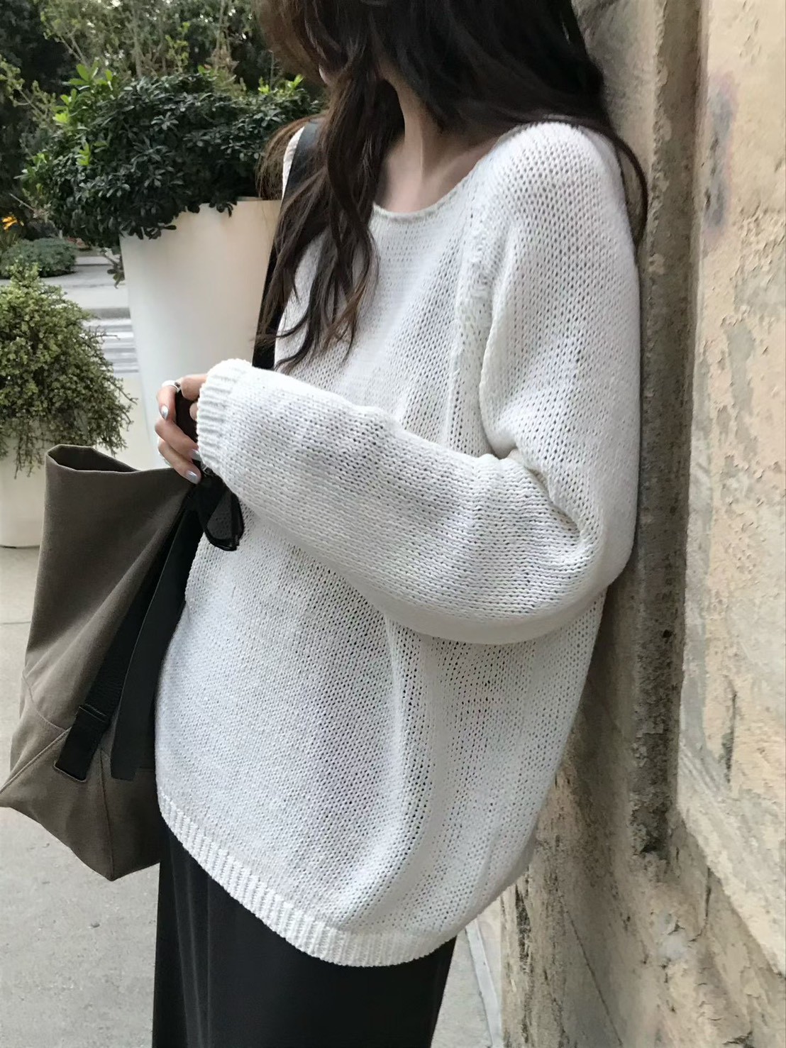 A94.小V家慵懶拉克蘭針織罩衫