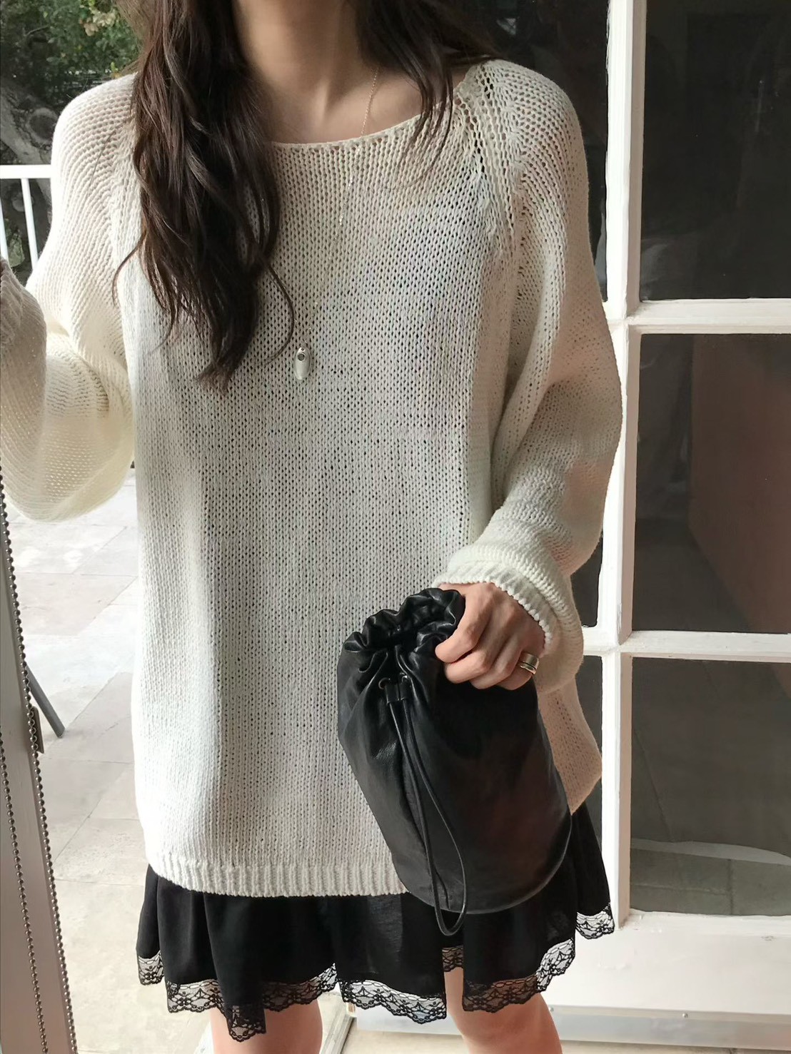 A94.小V家慵懶拉克蘭針織罩衫