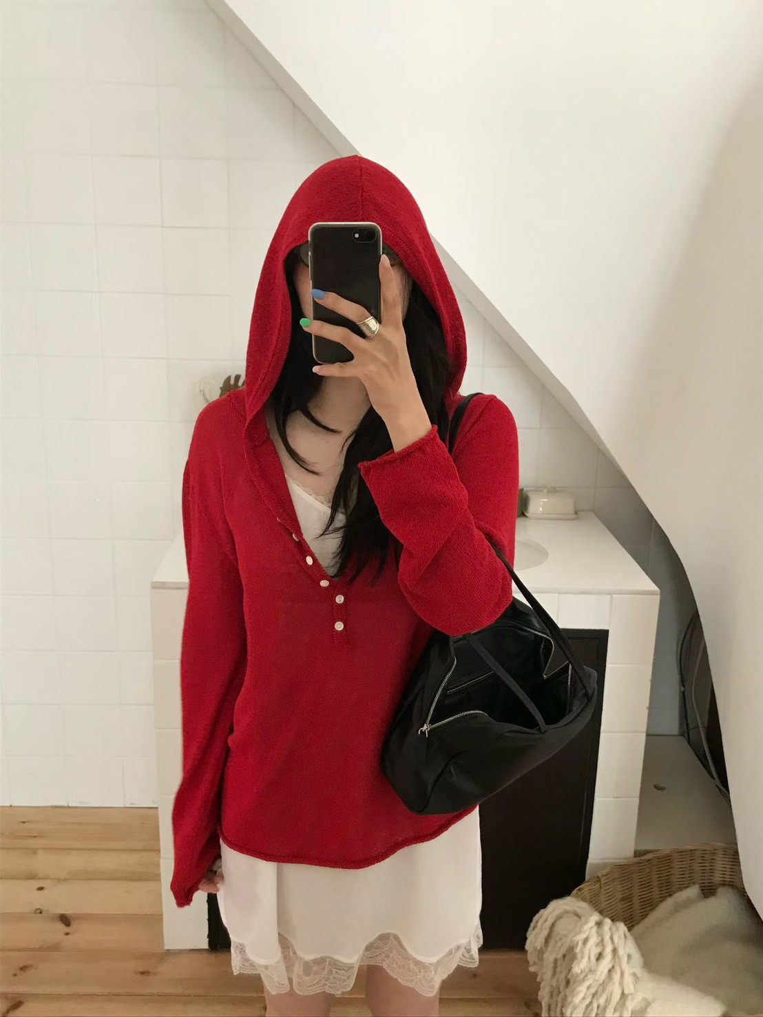 B95.小V家亮眼連帽薄針織衫