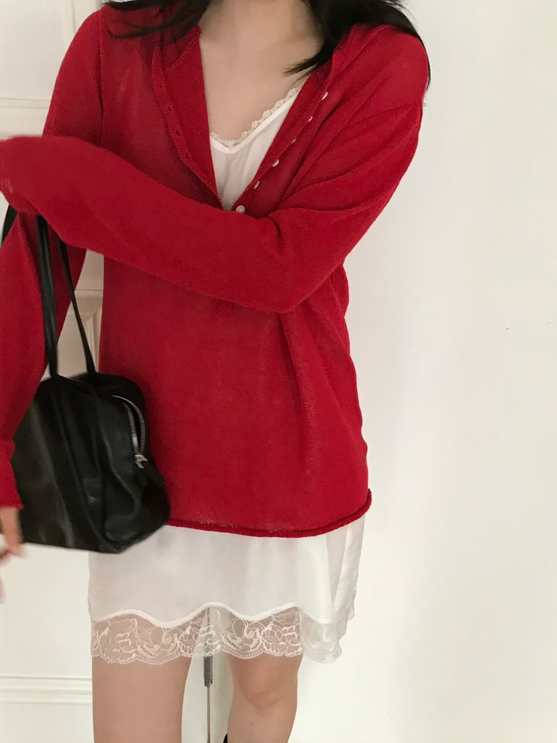 B95.小V家亮眼連帽薄針織衫