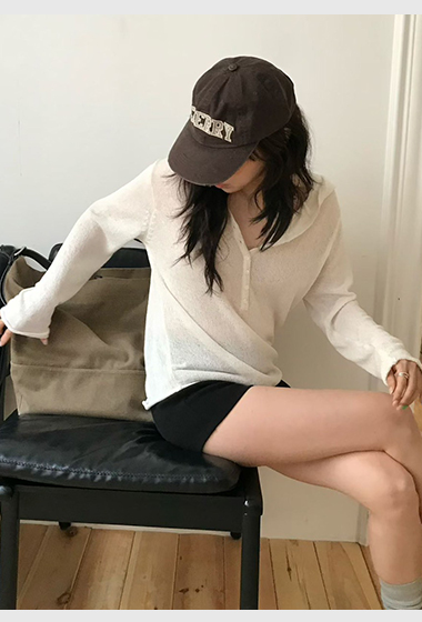 B95.小V家亮眼連帽薄針織衫