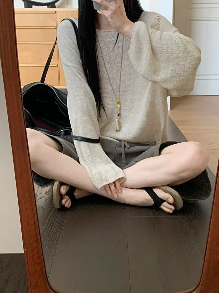 B104.小V家慵懶破感針織衫