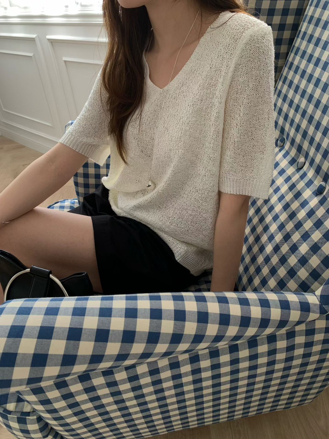 B81.QQ歐膩V領粉彩針織衫