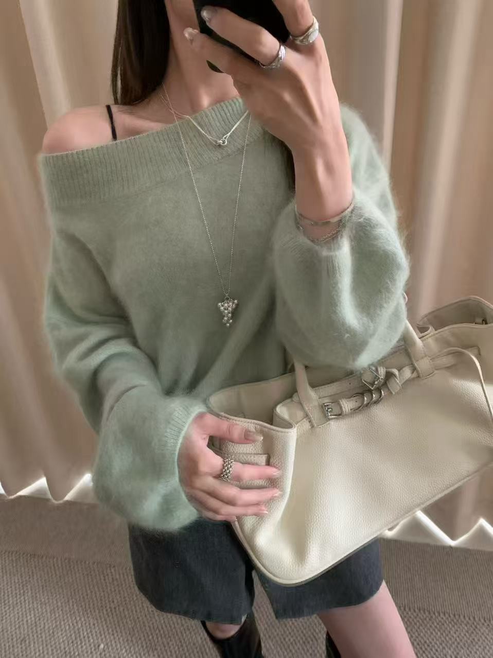 A53.清爽色6%CASHMERE美肩毛衣