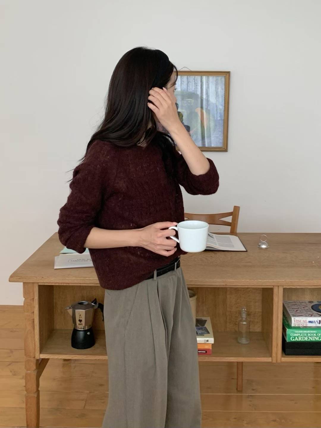 A88.甜美微透麻花針織衫