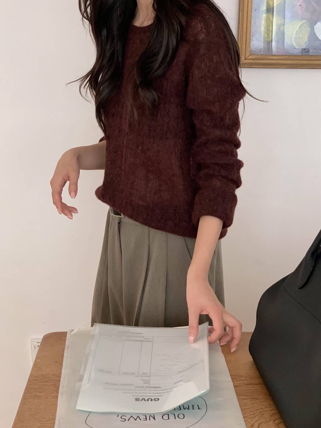 A88.甜美微透麻花針織衫