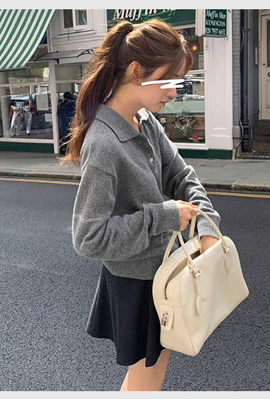 A31.顏值家半門襟5%CASHMERE翻領毛衣