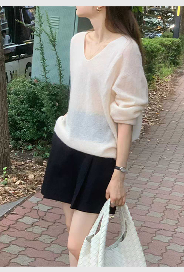A09.顏值家V領輕柔馬海毛上衣