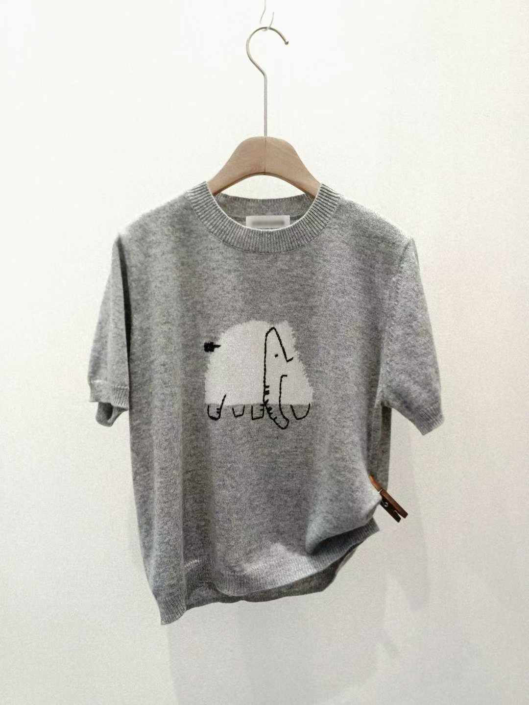 可可家100%WOOL大象短袖毛衣