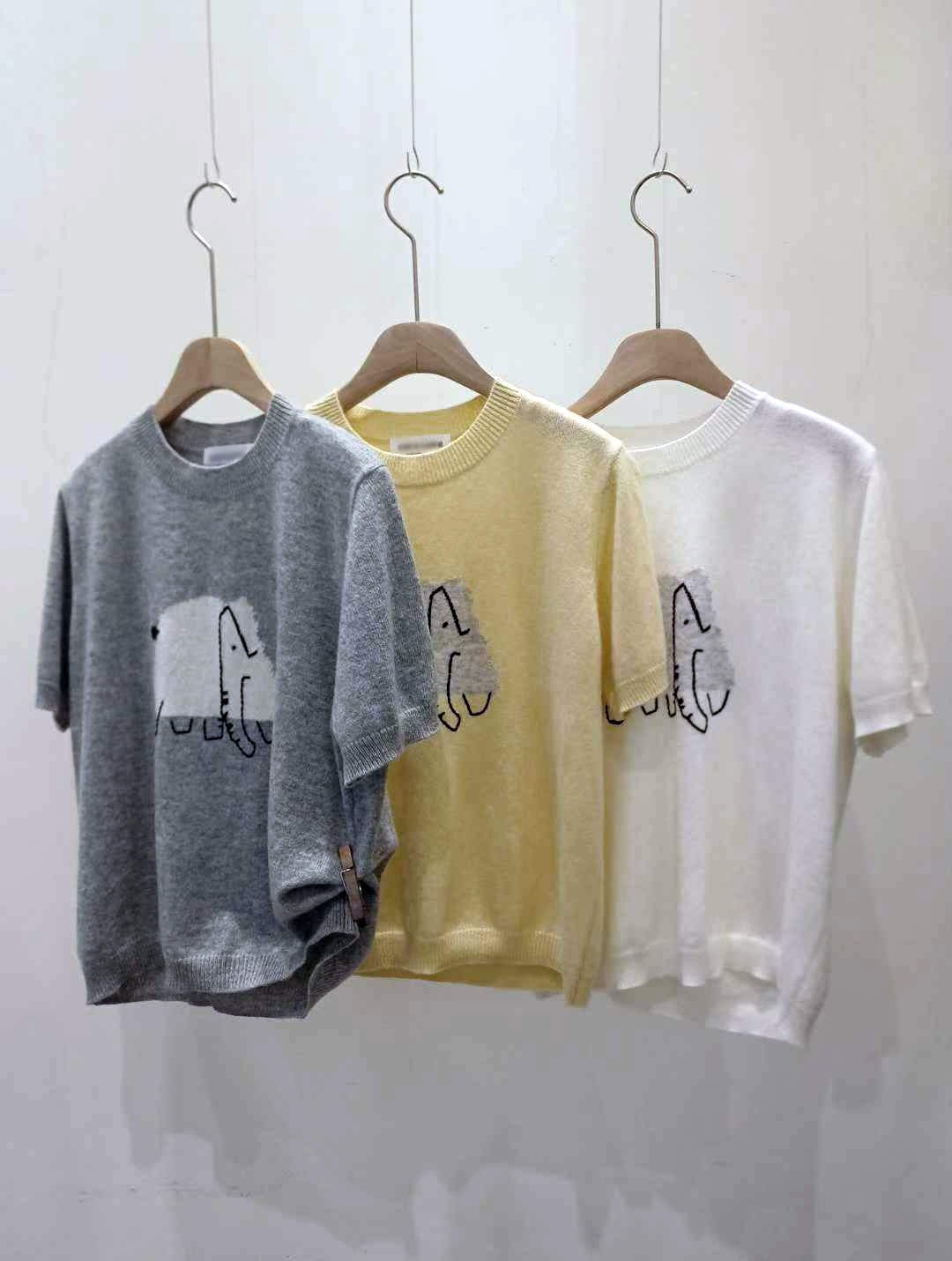 可可家100%WOOL大象短袖毛衣